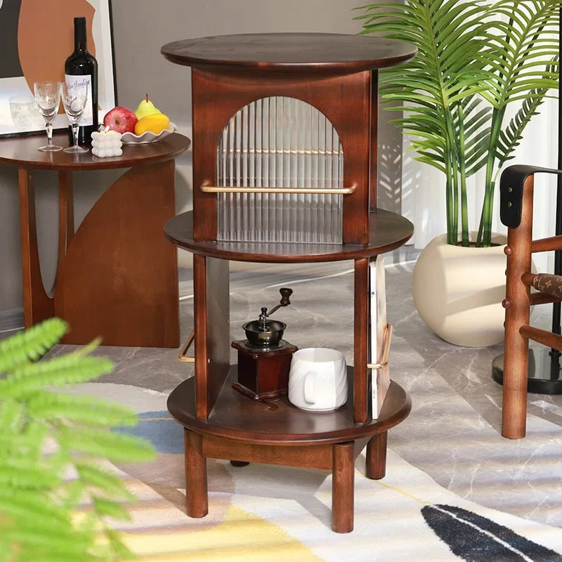 Simple Modern Creative Small Coffee Table Japanese Wood Bedside Table Rotating