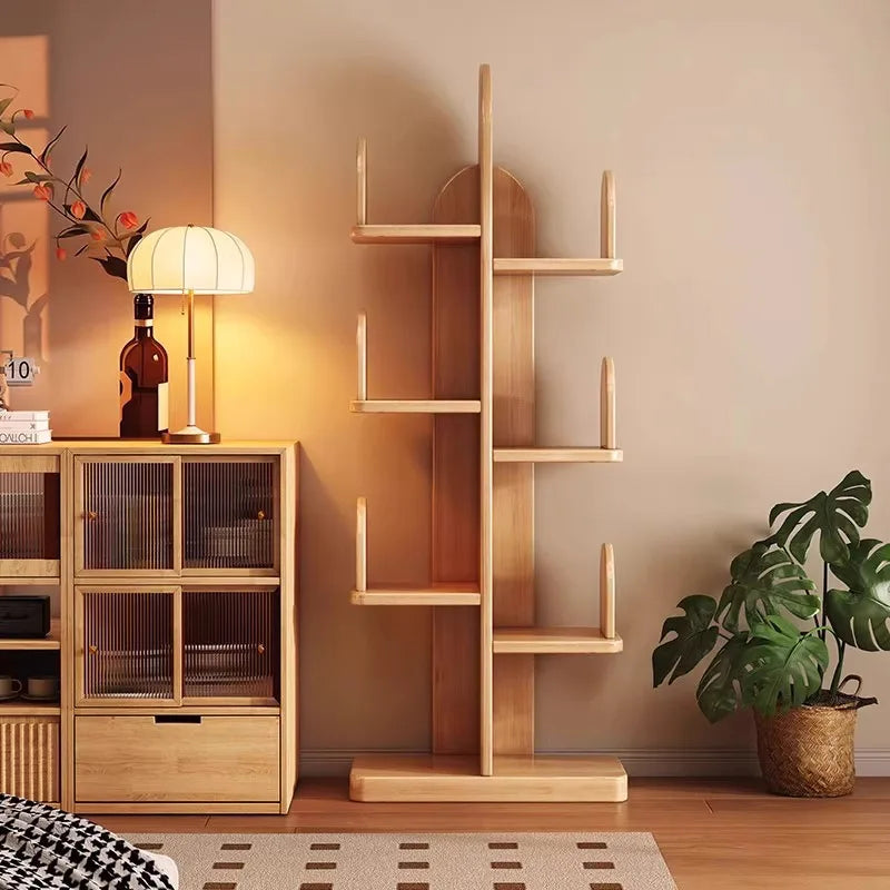 Bookshelf Shelf Floor to Wall Bookcase Household Tree-Shaped Integrated Shelf Living Room Bedroom Creative Storage Cabinet