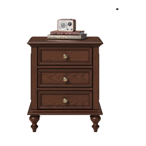 Premium Brown Oak Nightstand Modern Minimalist Style Stainless Steel Legs Drawer Storage Custom Furniture Option