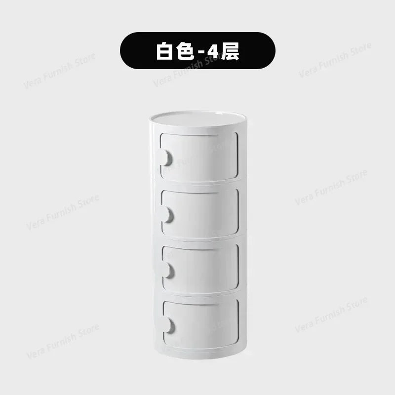 Nordic round Household Simple Creative Bedside Tables Bedroom Storage Cabinet Plastic Light Luxury Combination Small Cabinets