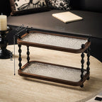 Three-Layer High-Value Desktop Retro Cup Holder with a Medieval Style Solid Wood Shelf