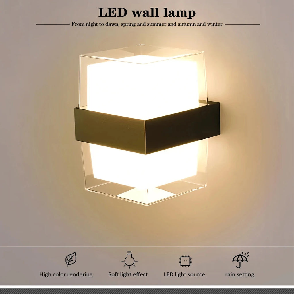 LED Wall Light 220V Rainproof Outdoor 10W Wall Sconce Lamp Bedroom Bedside Light Living Room Decor Lamp