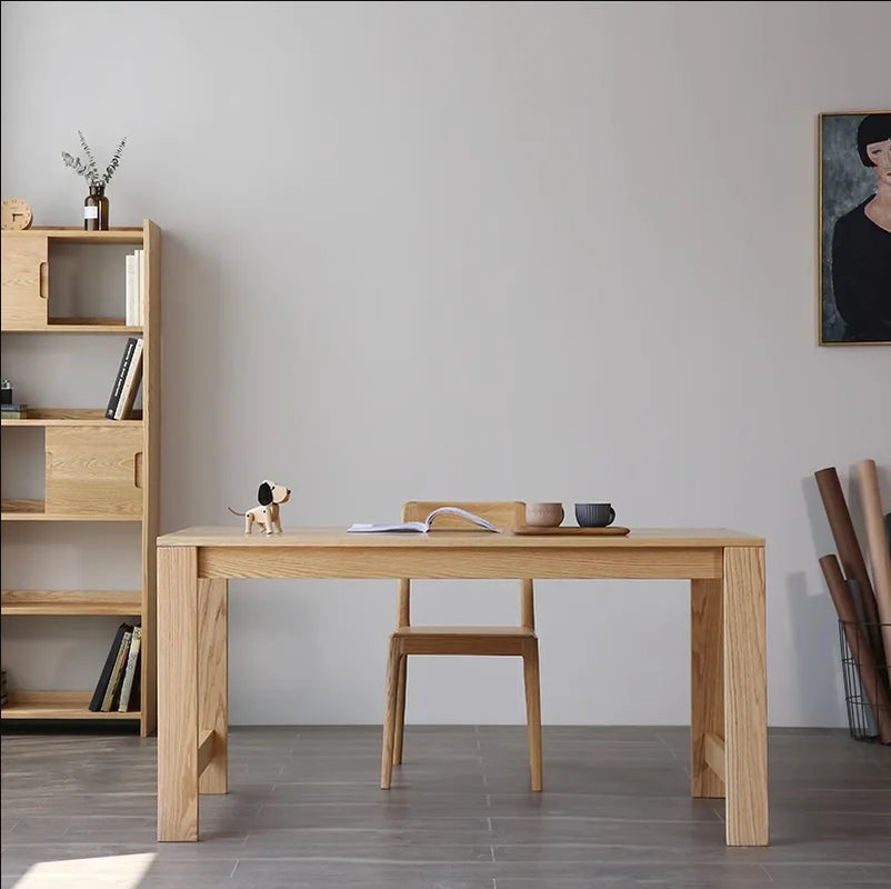 Red Oak Study Desk Wind Log Solid Wood Dining Table Computer Desk Household Small Apartment Desk