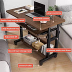 Computer Desk Mobile，Small Adjustable Desk，Office Desk Wooden Writing Desk with Caster，Over Bed Table Adjustable Height