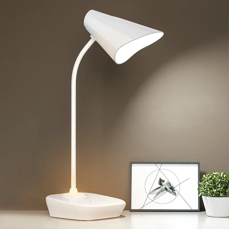 LED Desk Lamp 3 Levels Dimmable Touch Night Light USB Rechargeable Eye Protection Foldable Table Lamp for Bedroom Bedside Desk