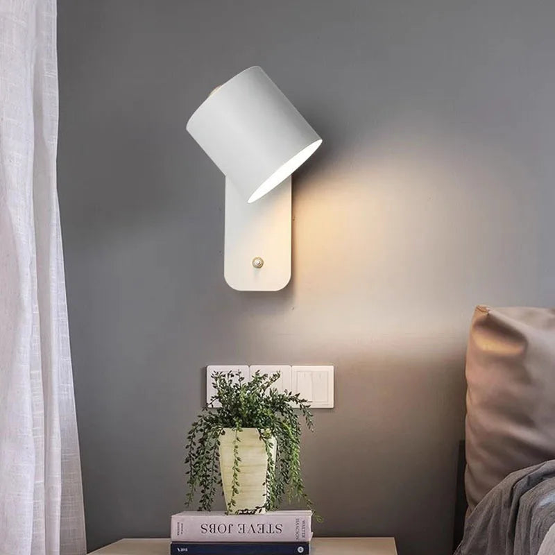 LED Wall Lamp with Switch Nordic Bedroom Bedlight Study Dining Room Corridor Macaron Minimally Home Decorative Light Fixture