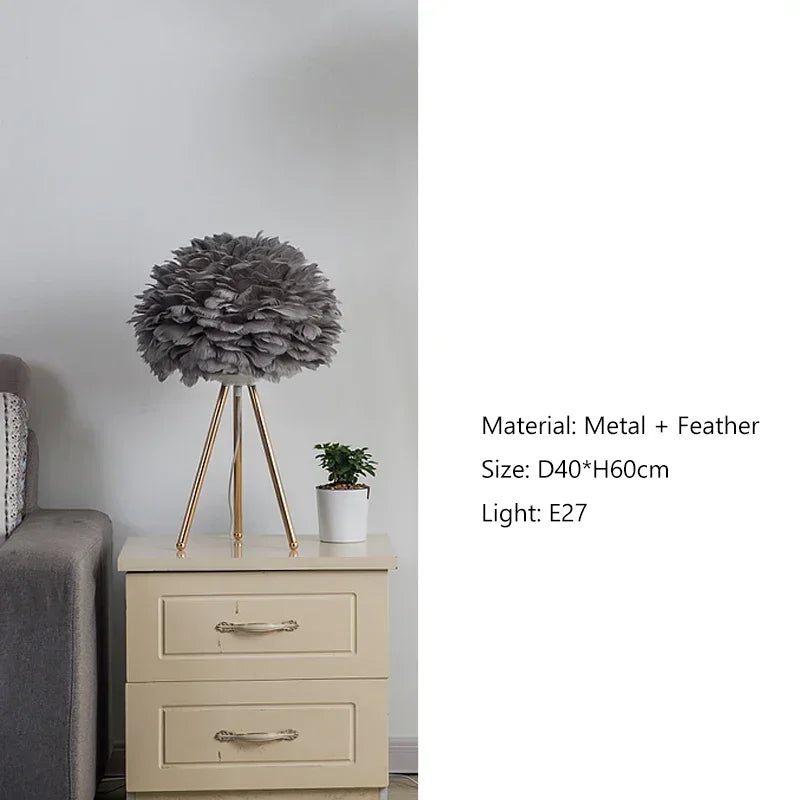 Modern Feather Floor Lamps Bedroom Bedside Led Lamp Home Decoration Living Room Sofa Standing Lamp Table Light Lustre Fixtures