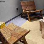 PYH Retro Rattan Woven Recliner Solid Wood Single Sofa Chair for Homestay Hotel Home Use Leisure Chair