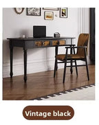 Home Office Desk Set Elegant Vintage Study Furniture Upholstered Chair Wooden Writing Desk Drawer Computer