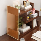Modern Minimalist 3-Tier Desktop Bookshelf with Storage for Home Office