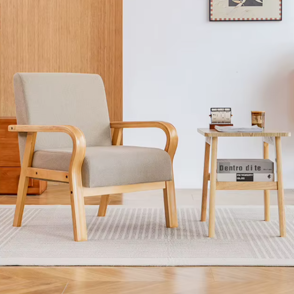Modern Minimalist Pine Wood Table & Chair Set for Living Room