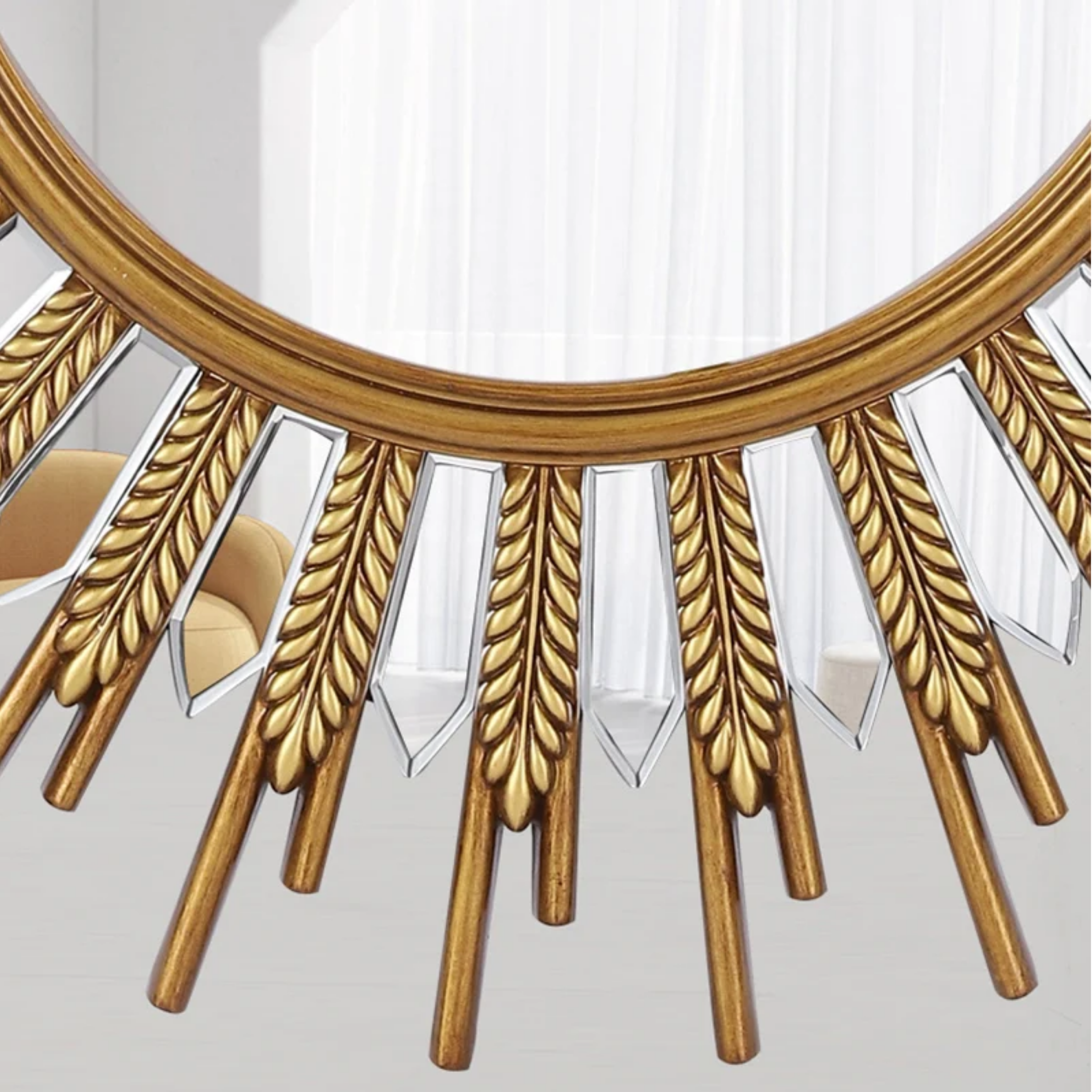 Sunflower decorative wall mirror with LED light, luxury artistic mirror for living room, entryway, bathroom, bedroom, vanity and modern home wall decor