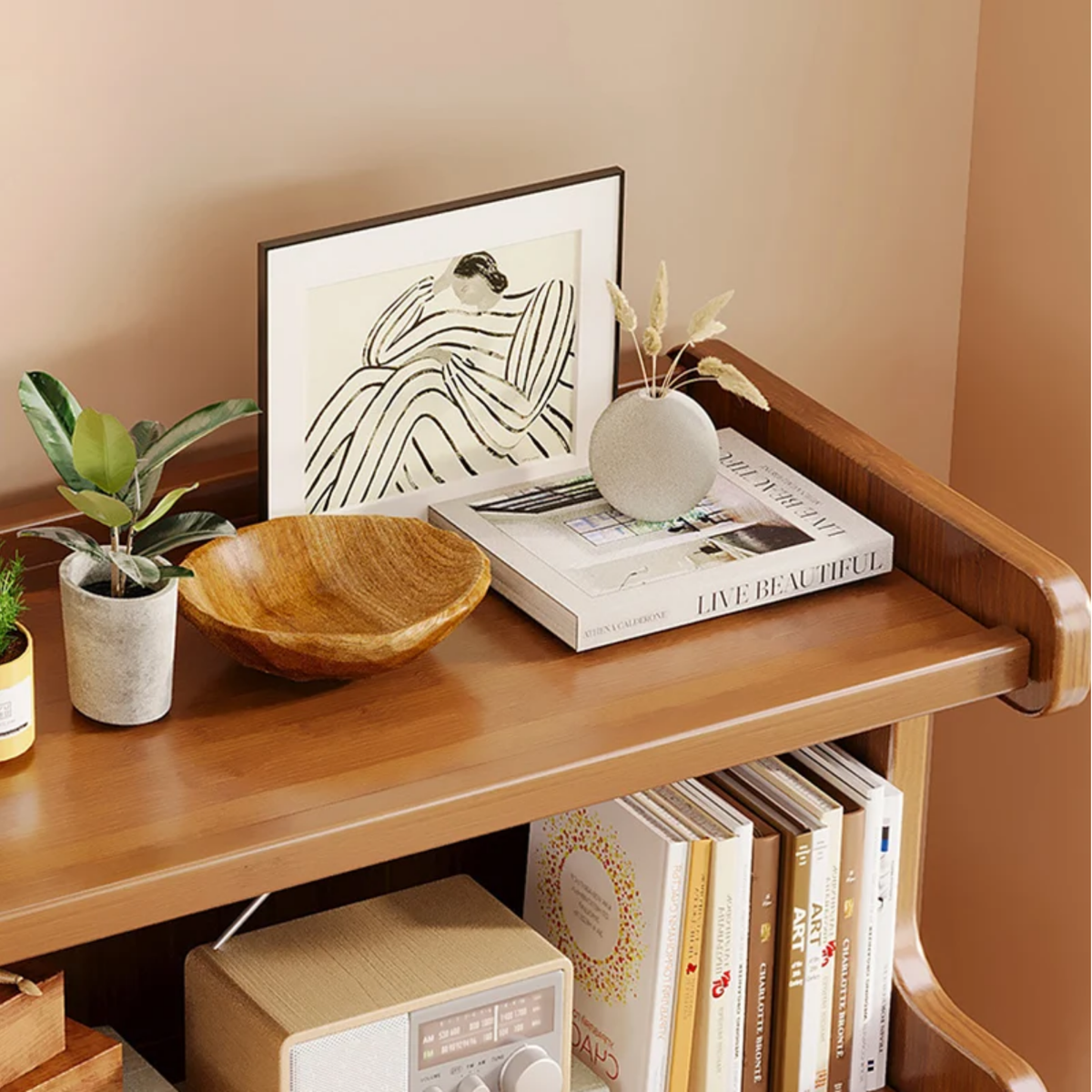 Floor-to-Ceiling Bookshelf with Multi-Tier Storage for Living Room & Home Office