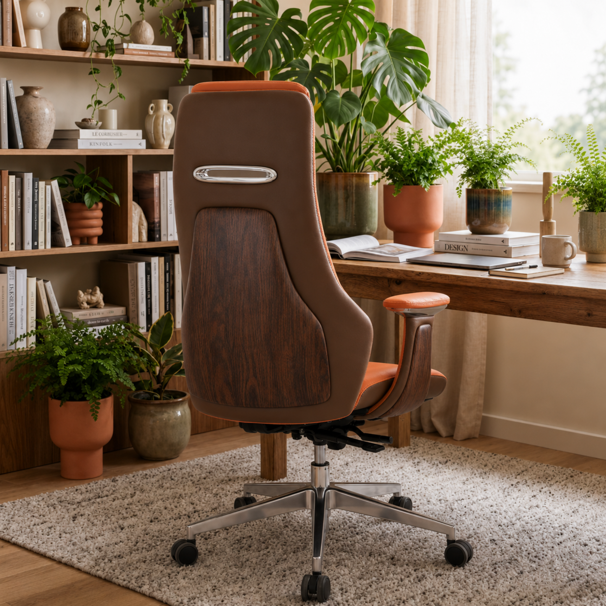 High-back Nappa leather executive office chair, premium leather desk chair, ergonomic office chair, business chair for home office, executive workspace and professional office