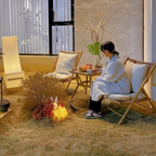 Modern Chinese style outdoor patio table and chair set with PE rattan, tempered glass table, carbon steel frame, two folding chairs, removable cushions, garden balcony and terrace furniture