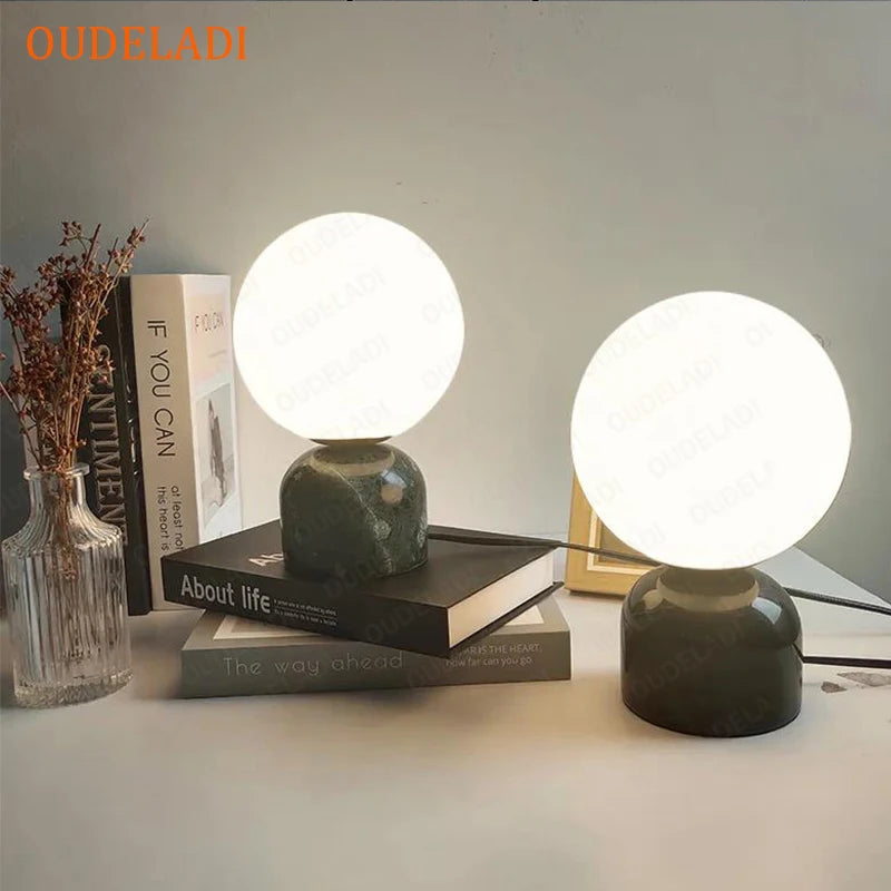 marble Table Lamp Modern Living Room Home Decor Glass Ball Table Lamps Hotel Bedroom Bedside Study Desk Light