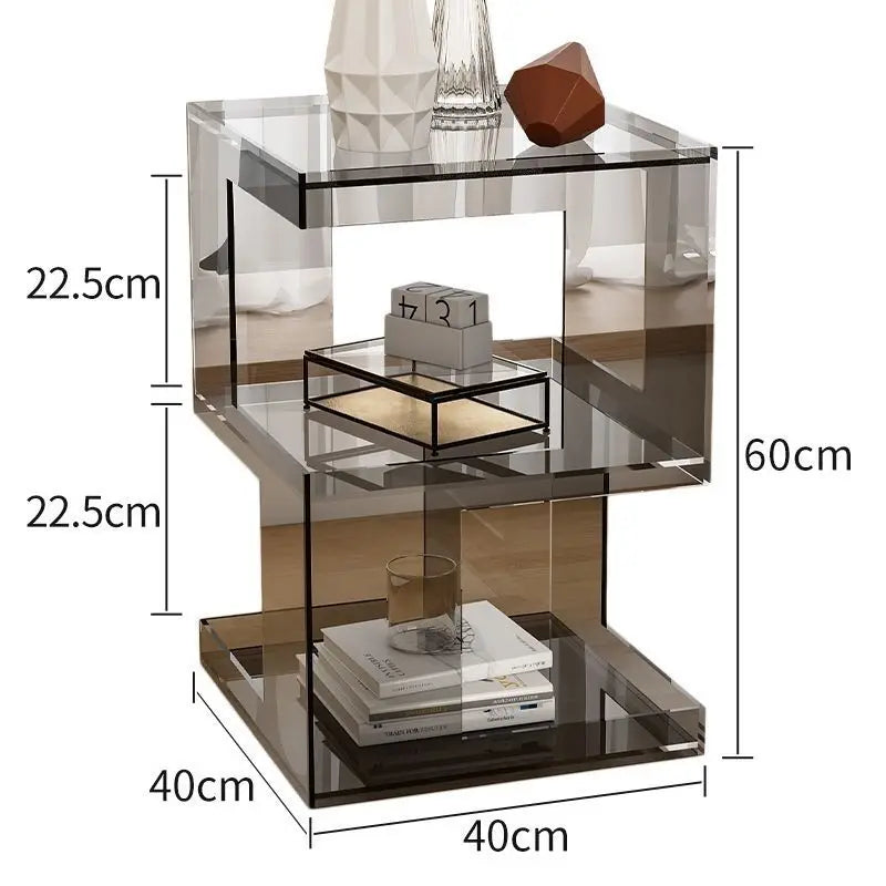Acrylic Transparent Storage Rack, Simple Bedroom Rack, Bedside Table, Coffee Table