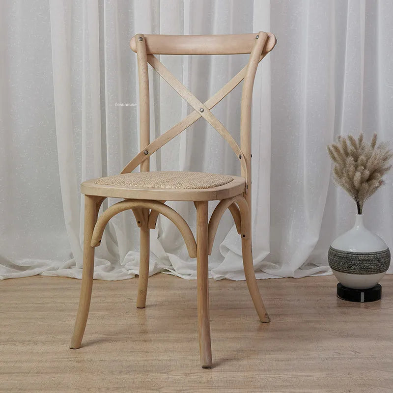 Nordic Retro Solid Wood Dining Chair Restaurant Furniture Simple Dining Chair American Homestay Casual Creative Back Chairs B R