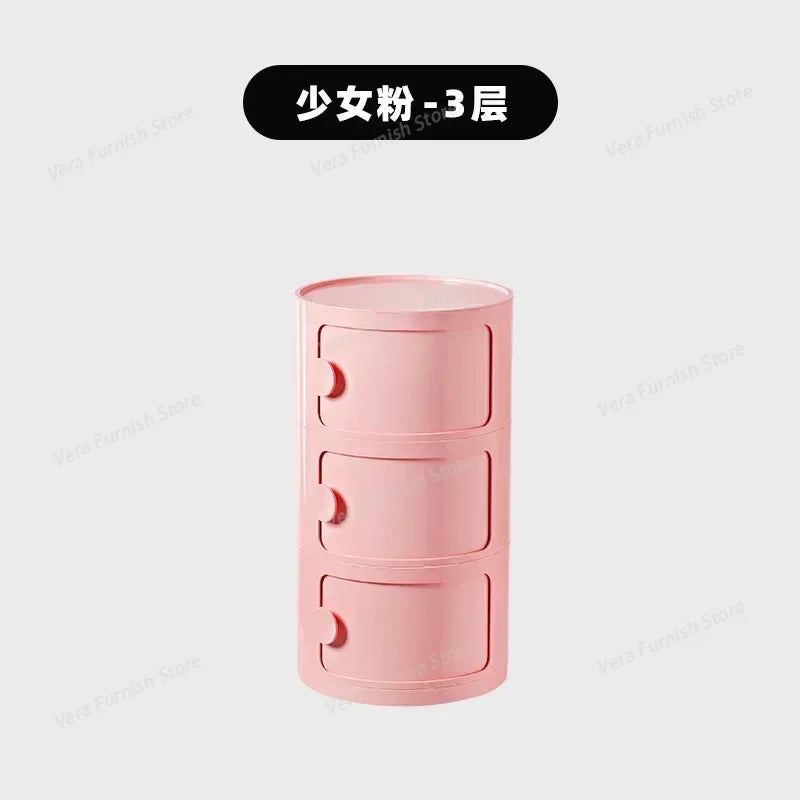 Nordic round Household Simple Creative Bedside Tables Bedroom Storage Cabinet Plastic Light Luxury Combination Small Cabinets