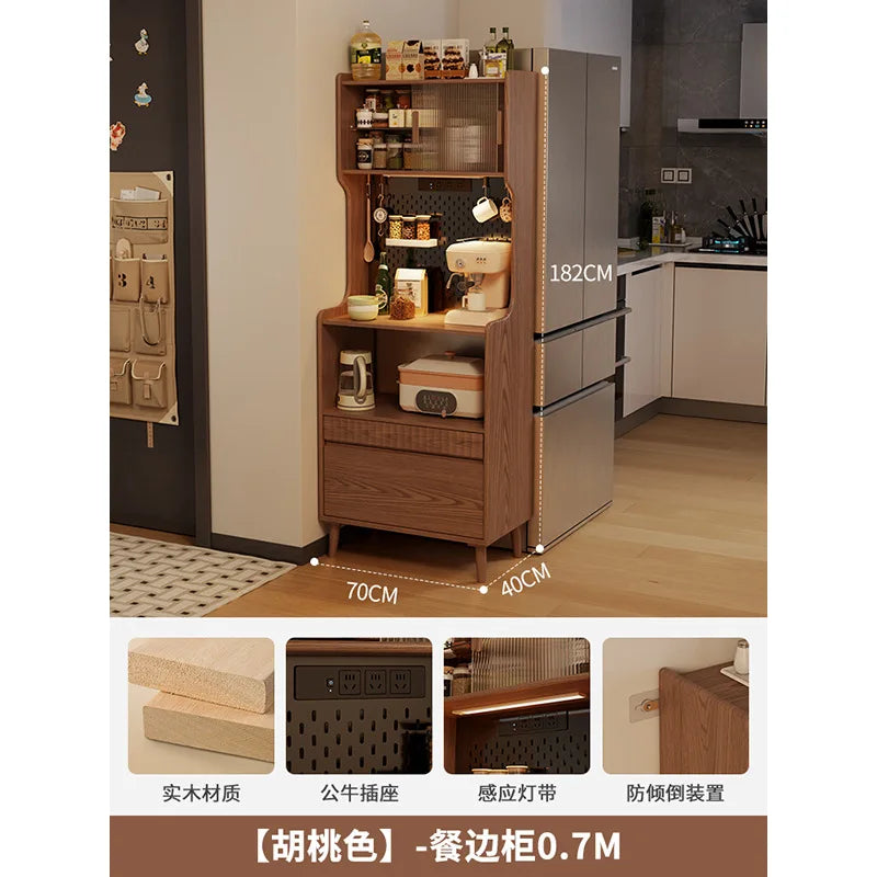 CZ Solid Wood Sideboard Cabinet Storage Small Apartment Kitchen Wall-Mounted Storage Cabinet Tea Cabinet