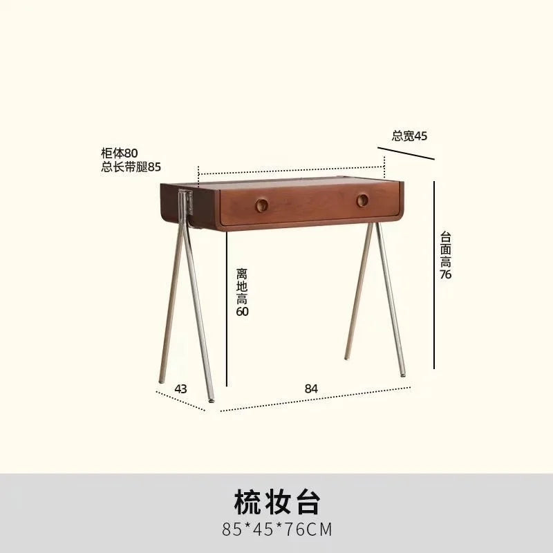 Japanese Style Solid Wood Dressing Table Small Apartment Retro Table Bedroom Antique Furniture High-End Light Luxury Desk
