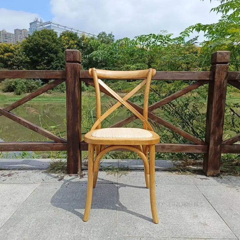 Nordic Retro Solid Wood Dining Chair Restaurant Furniture Simple Dining Chair American Homestay Casual Creative Back Chairs B R