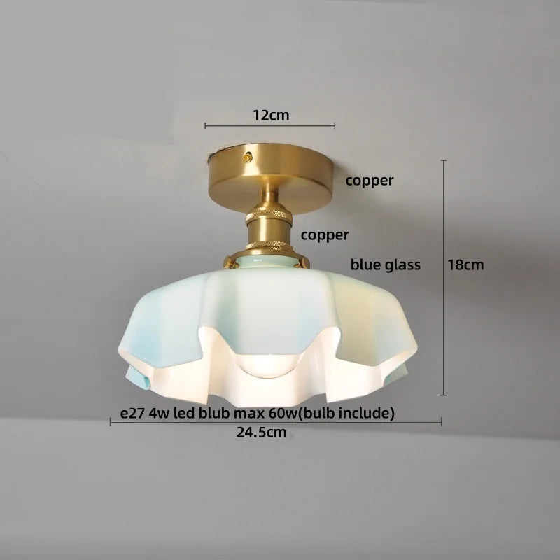 Flush Mount LED Ceiling Light Fixture Bathroom Kitchen Bedroom White Peace Dove Copper Tiffany Glass Plafond Lamp Lamparas