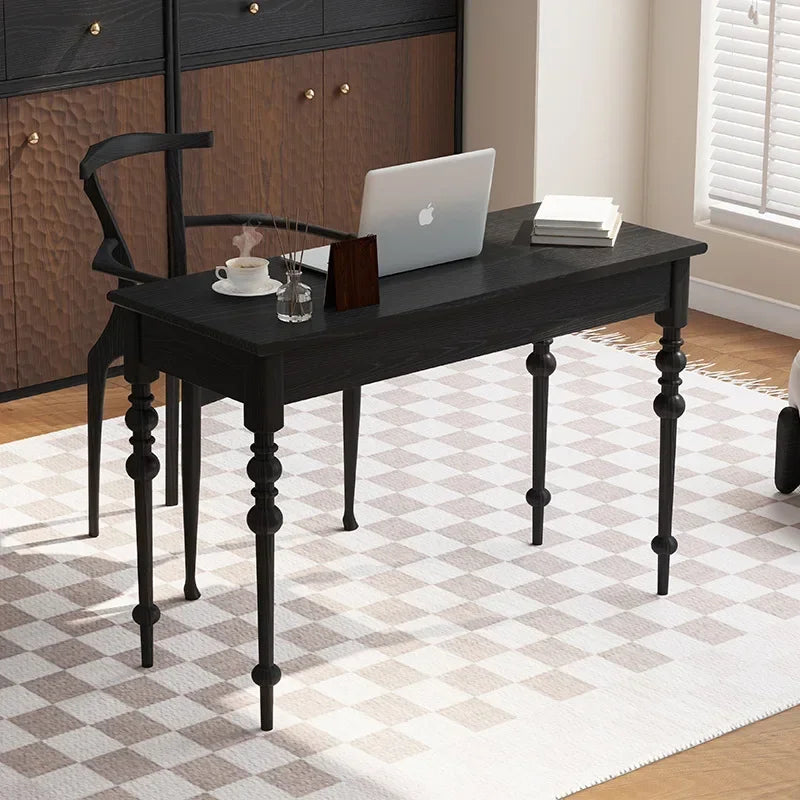 French Light Luxury Cream Style Solid Wood Desk Small Apartment Home Desk Designer High Sense American Retro