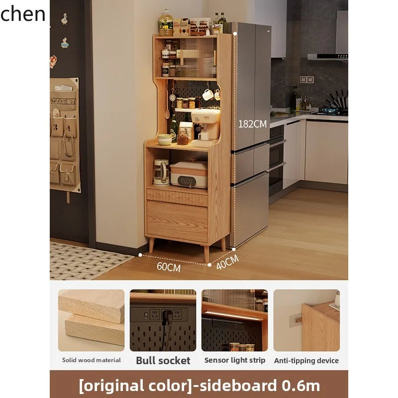 CZ Solid Wood Sideboard Cabinet Storage Small Apartment Kitchen Wall-Mounted Storage Cabinet Tea Cabinet