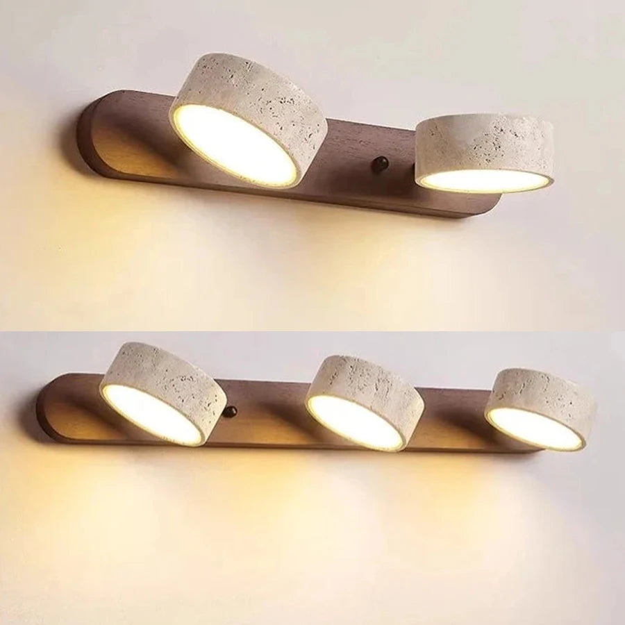 Japanese Yellow Travertine Wall Light, Cave Stone LED Wall Lamp, Rotatable Light for Bathroom Dressing Mirror Front Lamp