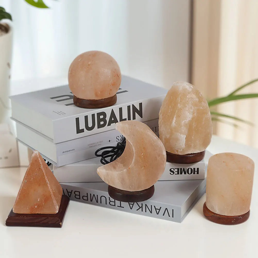 Himalayan Salt Lamp LED Night Light with Base Crystal Salt Rock Lamp LED Atmosphere Lamp Home Bedroom Decoration