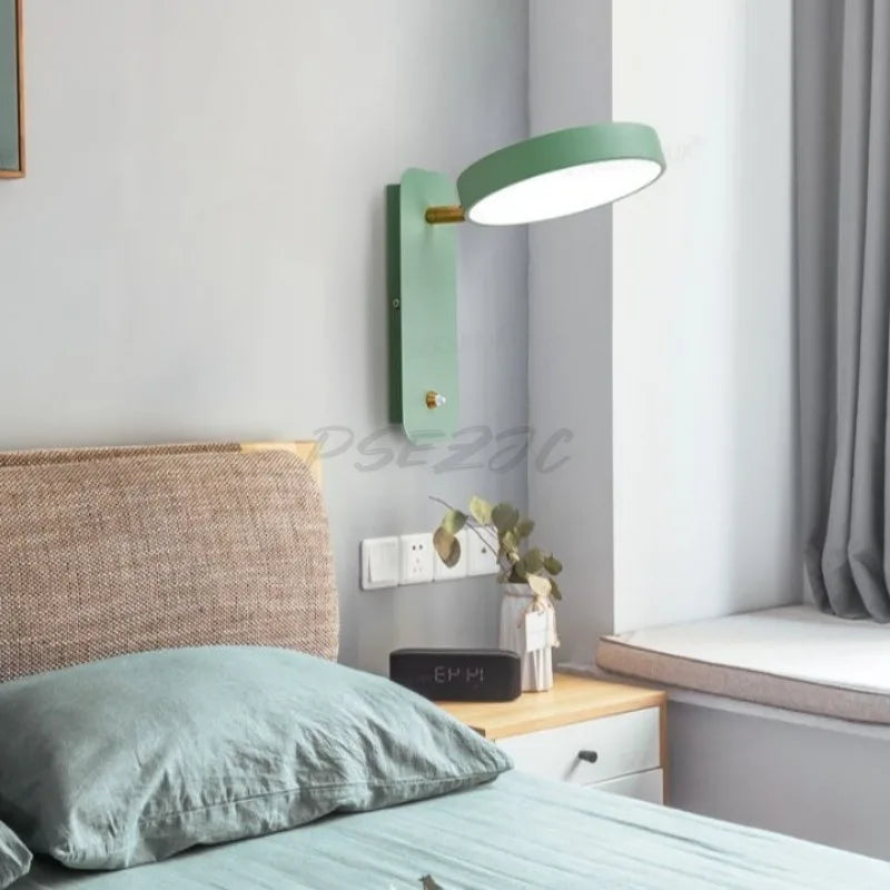 Creative Rotatable with Switch LED Wall Lamp Study Desk Eye Protection Reading Light Nordic Bedroom Bedside Lamp