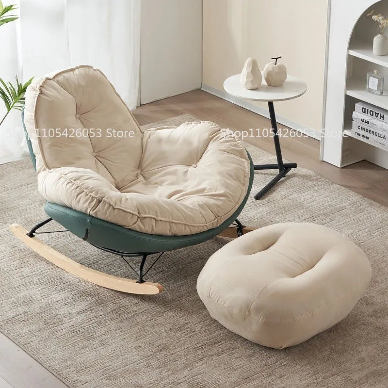 Lazy Sofa Rocking Chair Single Eggshell Chair Living Room Bedroom Cream Wind Small Sofa Swing Chair Leisure Penguin