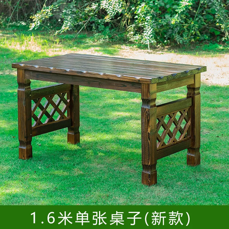 Outdoor Courtyard Anticorrosive Solid Wood Tables and Chairs Outdoor Open-Air Balcony Garden Waterproof and Sunscreen Leisure Ta