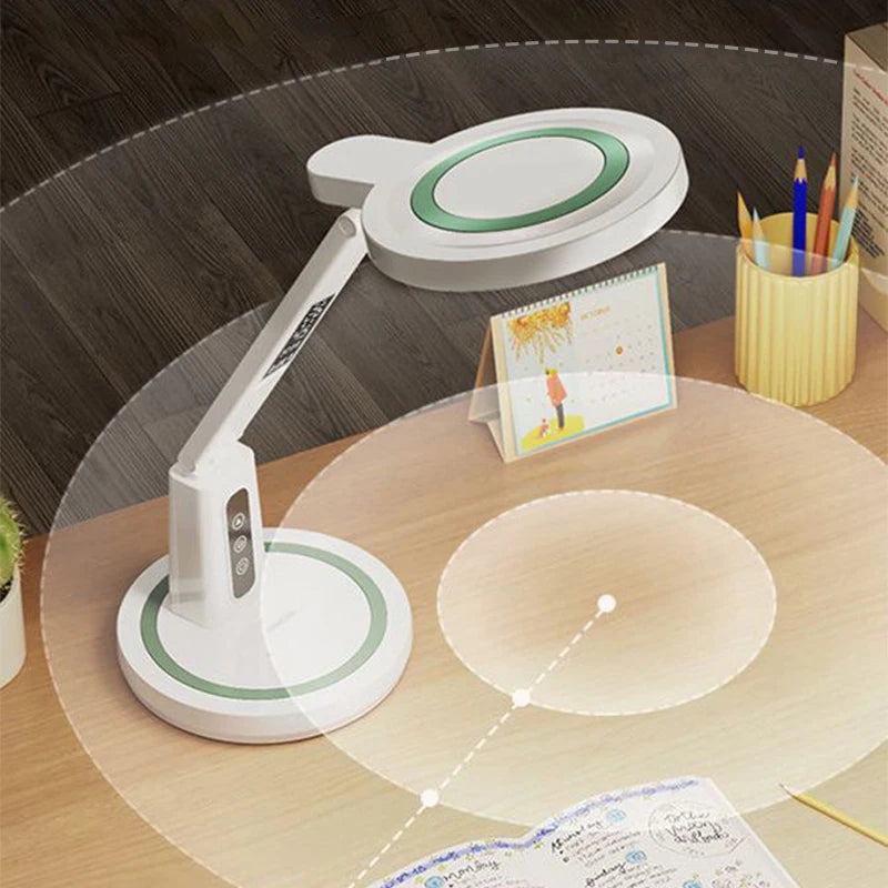 LED Clock Table Lamp USB Chargeable Dimmable Desk Lamp Plug-In LED Light Foldable Eye Protection Reading Night Light