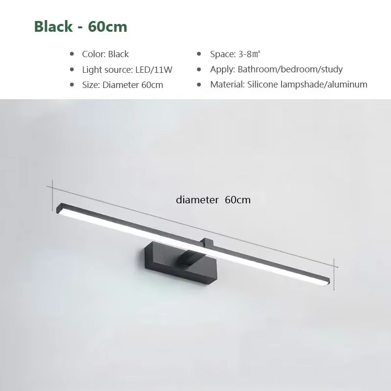 Modern LED Wall Lamp Bathroom Hardwares Sconce Three Colors Lights Aluminum Bathroom Bath Mirror Line Home Decor Light Fixture