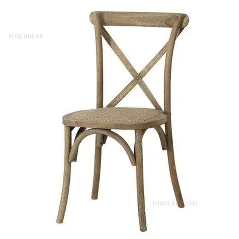 Nordic Retro Solid Wood Dining Chair Restaurant Furniture Simple Dining Chair American Homestay Casual Creative Back Chairs B R
