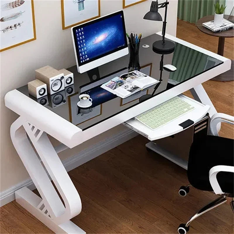 For Tempered Glass Computer Game Desk Computer Desk Student Study/Office Desk 1 Person with 2 People