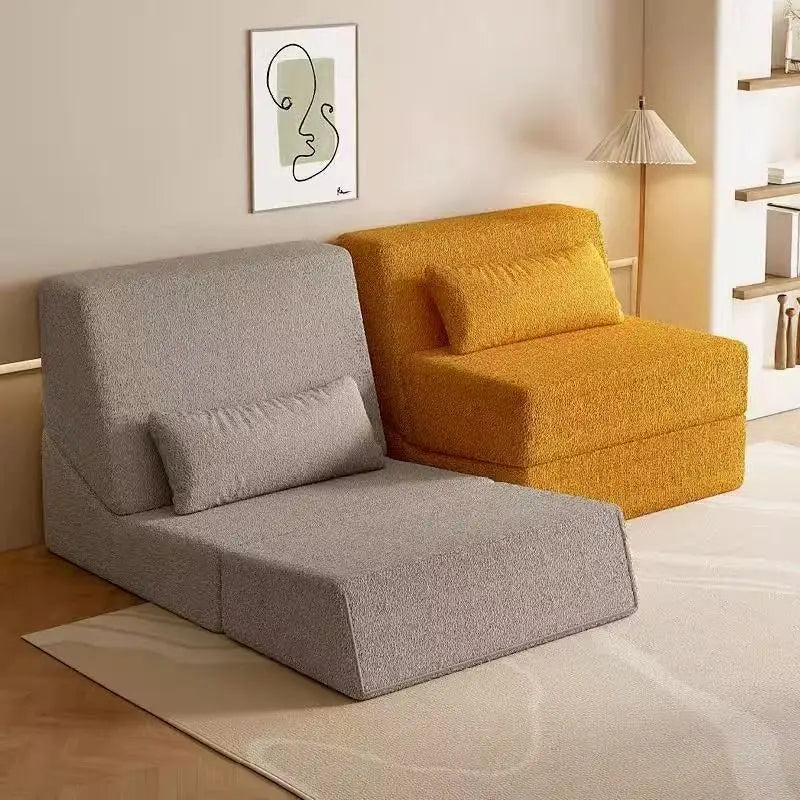 Foldable Fabric Sofa Bed, Dual-Use Sofa for Living Room and Bedroom, Single Compression