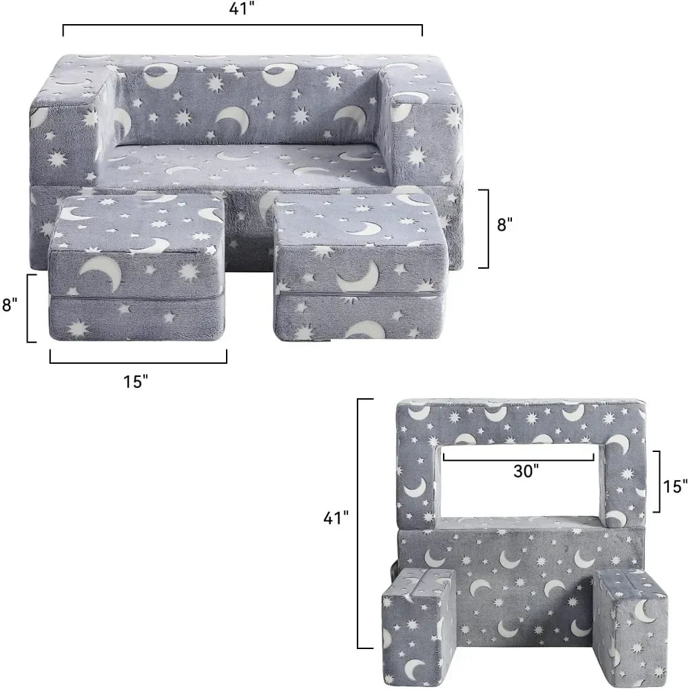 #For Kids Sofa, Illuminated in the Dark Modular Children'S Exploration Sofa, 3-In-1 Folding Children'S Sofa for Toddlers