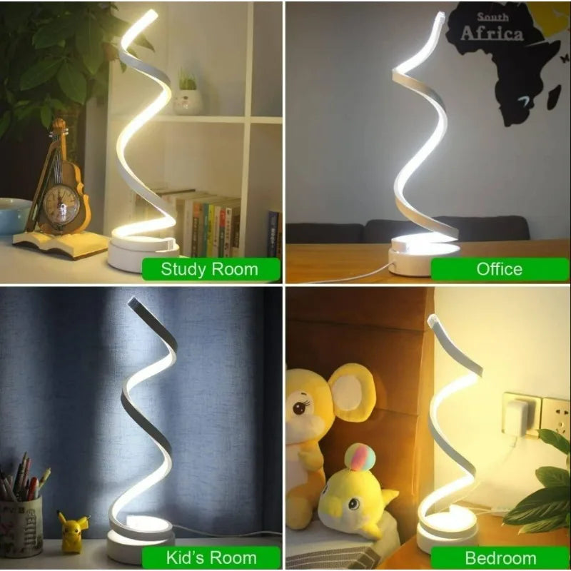 Modern Led Strip Spiral Table Lamp Night Light Dimmable 3 Color Bedside Lamp Desk Light for Bedroom Decoration Cute Light Lamp
