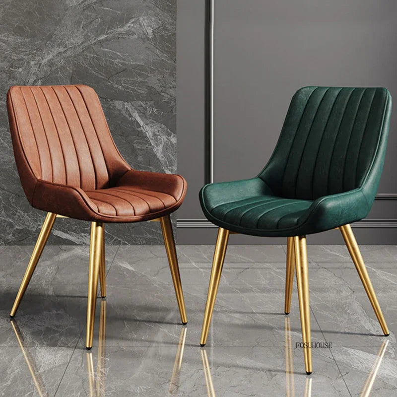 Modern Minimalist Backrest Dining Chairs Nordic Home Restaurant Furniture Light Luxury Leather Dressing Chair