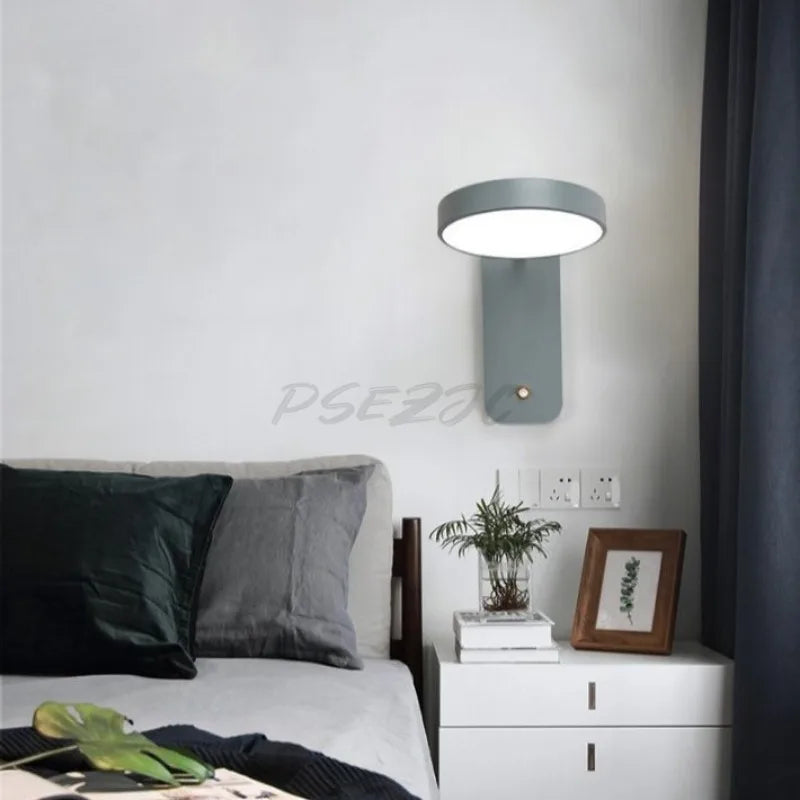 Creative Rotatable with Switch LED Wall Lamp Study Desk Eye Protection Reading Light Nordic Bedroom Bedside Lamp