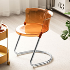 Modern Curved Dining Chair with PC Seat & Iron Frame, Minimalist Armless Chair