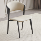 Modern Minimalist Dining Chair with Backrest, Black Metal Legs, Space-Saving Kitchen Chair