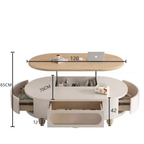 Modern Scandinavian Oval Lift-Top Coffee Table with 3 Drawers, Solid Wood Storage Table