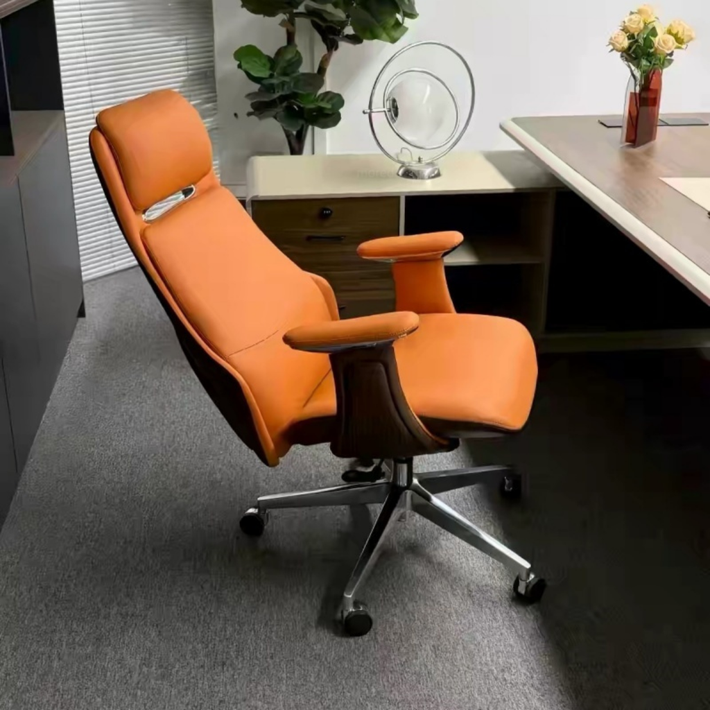 High-back Nappa leather executive office chair, premium leather desk chair, ergonomic office chair, business chair for home office, executive workspace and professional office