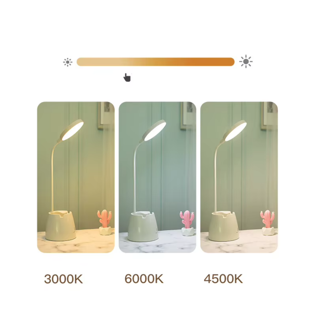 Modern LED Desk Lamp with Pen Holder, Eye Protection Study & Reading Light