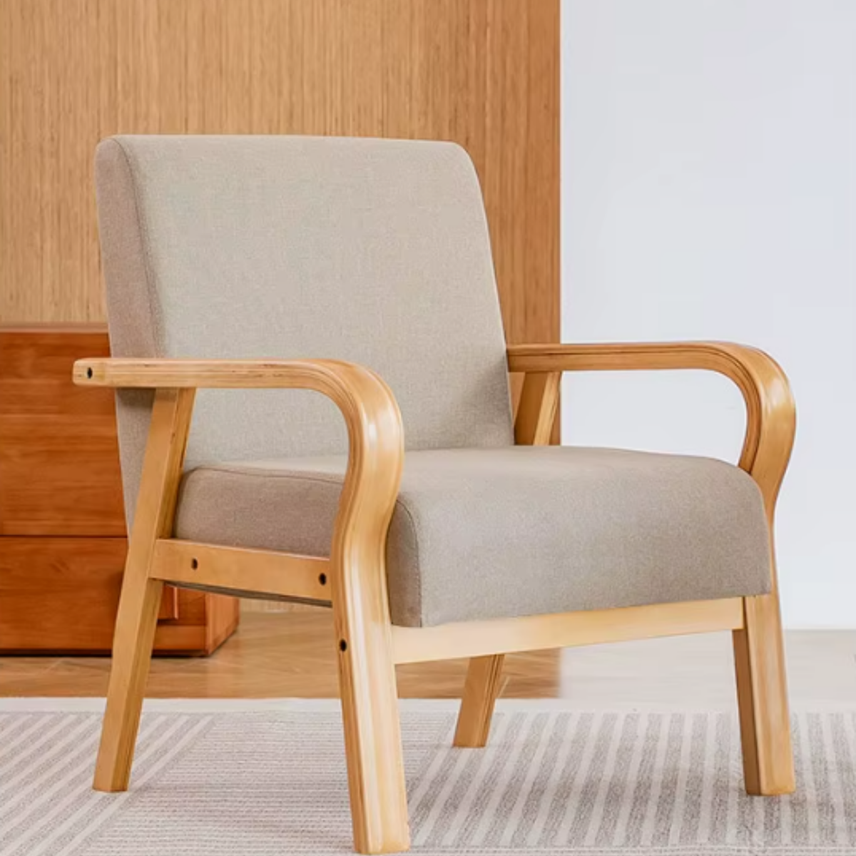 Modern Minimalist Pine Wood Table & Chair Set for Living Room