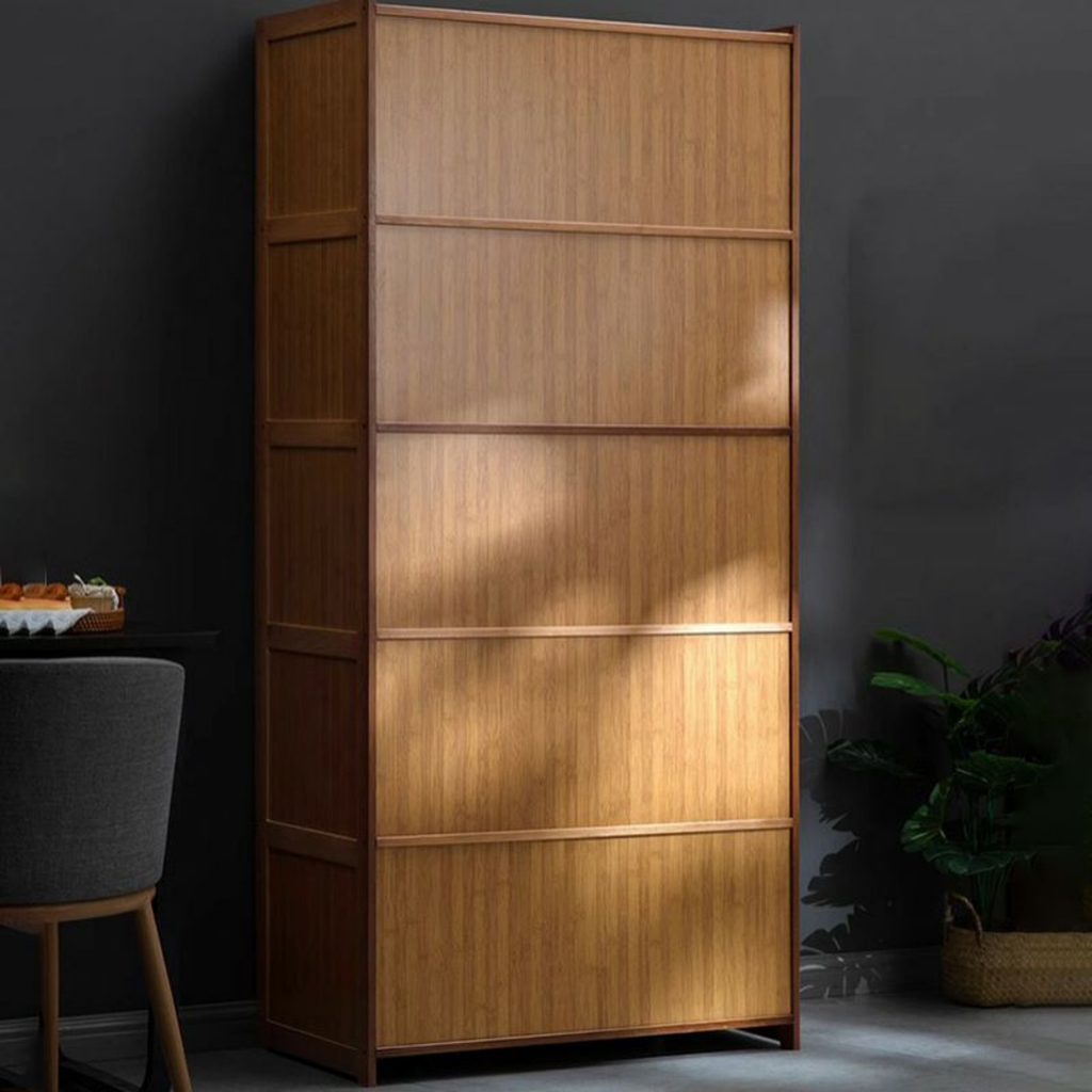 Bookshelf Solid Wood Floor to Ceiling Bookcase with Multi Tier Storage Shelves for Living Room Home Office Bedroom Display Cabinet